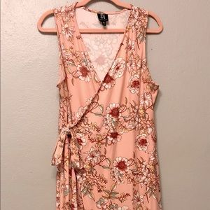 Long Floral Pink Wrap Dress XL